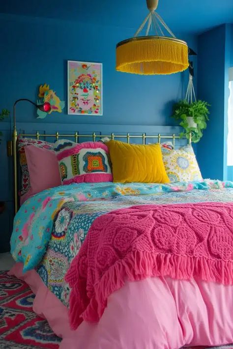 Neon Bedroom Ideas, Hot Pink Bedroom, Neon Furniture, Hot Pink Bedrooms, Neon Colour Palette, Mini Bookshelf, Plush Armchair, Neon Accessories, Neon Bedroom