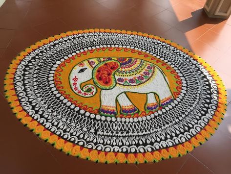 Elephant Rangoli, Welcome Rangoli, Diwali Kolam, Mandala Rangoli, Latest Rangoli Designs, Sanskar Bharti Rangoli Designs, Ganesha Rangoli, Bulls Wallpaper, Creative Rangoli