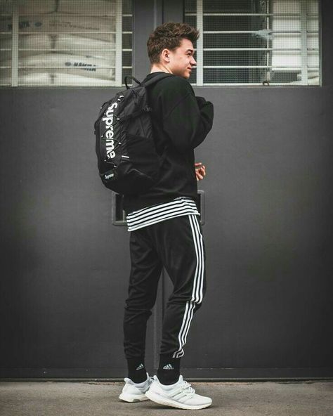 Follow me for more pins of street wear style | Supreme bag/ Adidas pants, socks, Ultra Boost Ultra Boost Outfit Men, Adidas Pants Outfit Men, Adidas Ultra Boost Men, Adidas Pants Outfit, Street Wear Style, Pants Outfit Men, Trendy Boy Outfits, Supreme Bag, Nike Socks