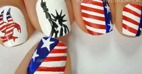 Firework Nails, America Nails, Nail Designs Pictures, Finger Nail Art, 4th Of July Nails, Seasonal Nails, July Nails, New Nail Art, Nail Art Galleries