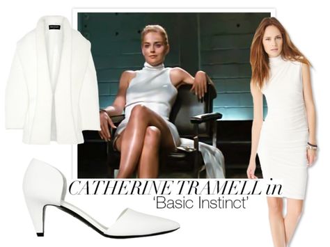 I just realized my wedding dress was a knee-length version of Catherine Trammel's iconic ensemble in Basic Instinct. Basic Instinct Costume, Basic Instinct Outfits, Katherine Cruel Intentions, Basic Instinct Catherine, Basic Instinct Movie Poster, Basic Instinct 1992, Characters From Movies, Basic Instinct, Costumes For Halloween