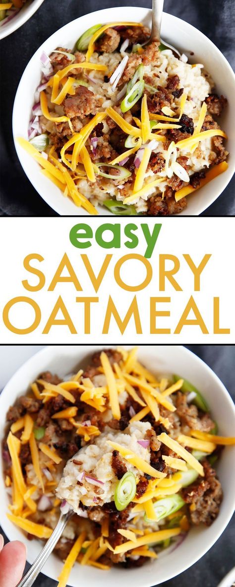 Savory Breakfast Sausage Oatmeal - Lexi's Clean Kitchen #oatmeal Sausage Oatmeal, Oatmeal Savory, Savory Oatmeal Recipes, Oatmeal Raisin Cookies Healthy, Kitchen Website, Calorie Breakfast, Clean Dinner Recipes, Oat Meal, Lexi's Clean Kitchen