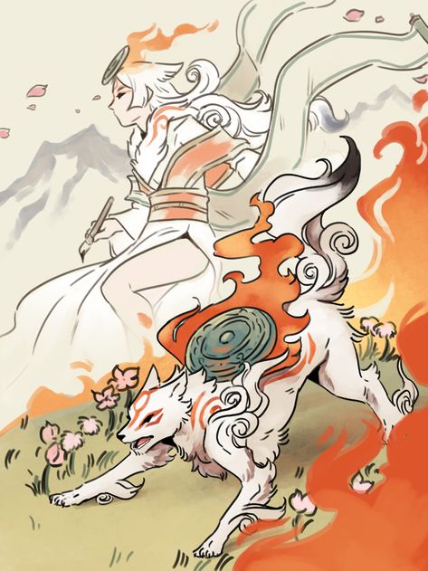 Kitsune Fox, Japanese Mythology, Japan Aesthetic, Wolf Art, Video Game Art, Anime Sketch, Creature Art, Mythical Creatures, Fantasy Creatures