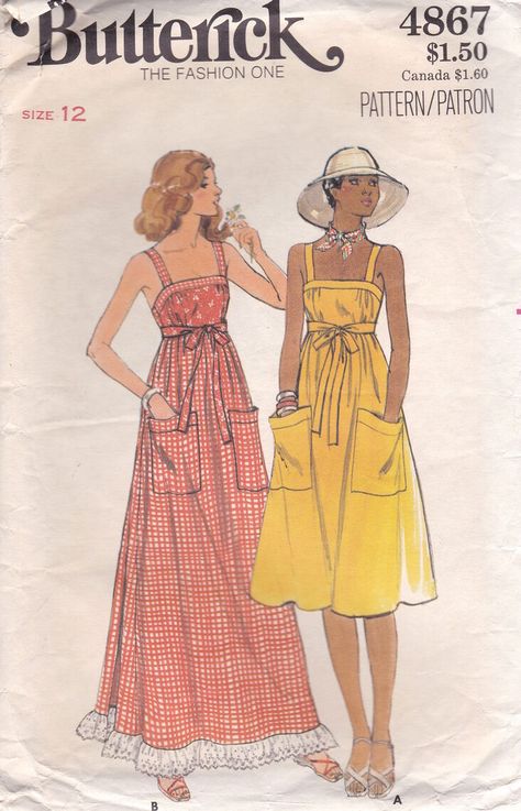 70s Mode, Sundress Pattern, Patron Vintage, Vintage Dress Patterns, Maxi Dress Pattern, 1970s Fashion, Vestidos Vintage, Moda Vintage, Mode Vintage