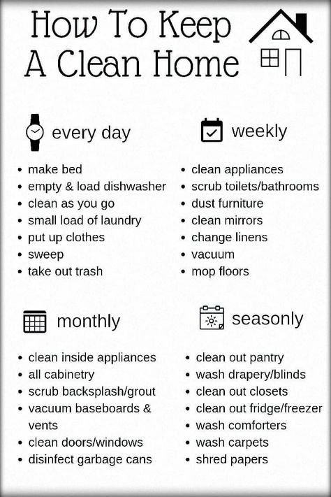 How To Keep A Clean Home Checklist, Summer Home Maintenance Checklist, Schedule To Keep House Clean, Clean Home Happy Home Cleaning Schedule, Clean Schedule, At Home Routine, Daily Cleaning Checklist By Room, Household Cleaning Schedule, Home Routine