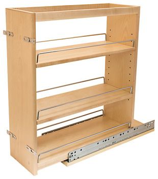 Base Cabinet Pull-Out, with Grass Elite Undermount Slides - in the Häfele America Shop Kitchen Cabinets Storage Organizers, Pull Out Kitchen Cabinet, Pull Out Spice Rack, تحت الدرج, Kitchen Base Cabinets, Frameless Cabinets, Pull Out Shelves, Framed Cabinet, Rev A Shelf