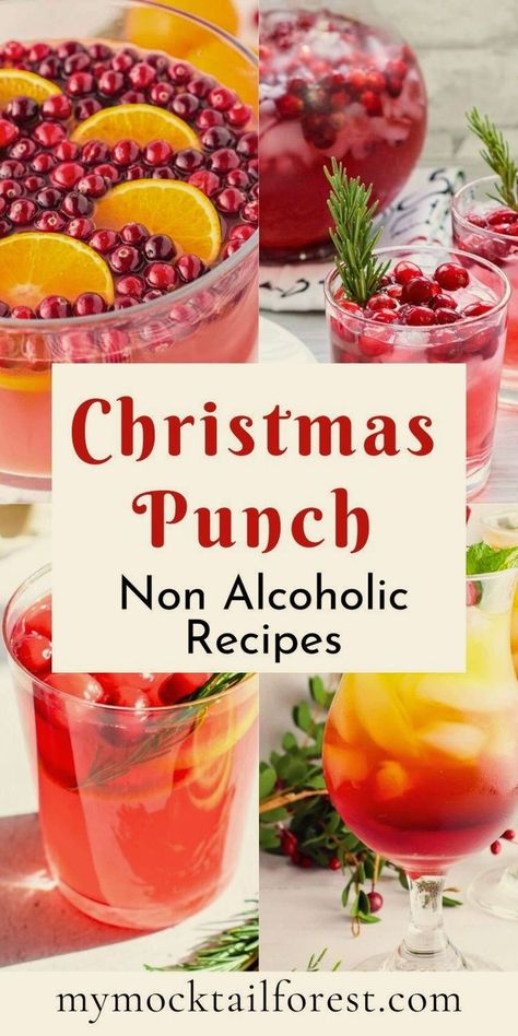 Planning a Christmas party and need a festive drink option for everyone? Look no further than these Non-Alcoholic Christmas Punch Recipes! They offer a variety of delicious and easy-to-make punches, perfect for family gatherings, cozy nights in, or festive gatherings. Made with simple ingredients like fruit juices, sparkling water, and a touch of sweetness, these punches are perfect for all ages. Find the recipes and add a fun and festive touch at mymocktailforest.com Alcoholic Christmas Punch Recipes, Cranberry Punch Recipes Non Alcoholic, Non Alcoholic Punch Recipes For A Crowd, Alcoholic Christmas Punch, Christmas Mocktail Recipes, Non Alcoholic Christmas Punch, Christmas Mocktail, Christmas Drinks Nonalcoholic, Pom Juice