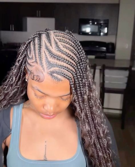 Corn Row And Box Braids Style, Goddess Cornrows, Cornrow Styles, Lemonade Braids Hairstyles, Cornrows Braids For Black Women, Weave Hairstyles Braided, Short Box Braids Hairstyles, Braided Hairstyles For Black Women Cornrows, Feed In Braids Hairstyles