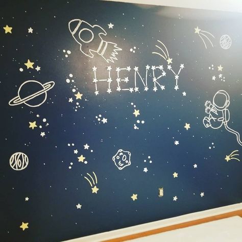 Space Wall Painting, Binder Cover Ideas, Toddler Boy Room Themes, Galaxy Nursery, Boys Space Bedroom, Painted Galaxy, Space Kids Room, Home Nails, Space Themed Bedroom