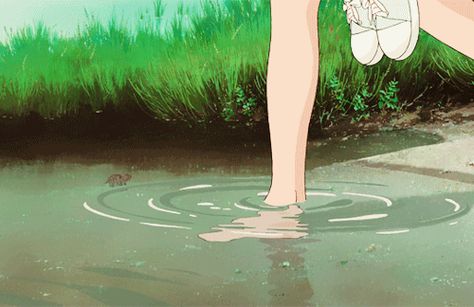 Stepping through a cool pond. 40 Of The Most Oddly Satisfying Studio Ghibli Gifs Art Studio Ghibli, All Out Anime, Wallpaper Studio, The Garden Of Words, Comfort Art, Arte Gif, Gif Animated, Arte 8 Bits, Images Disney