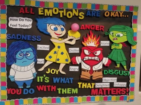 Pshe Display Boards, In This Room You Are Bulletin Board, All Emotions Are Okay Bulletin Board, Emotion Bulletin Board Ideas, Emotional Bulletin Board Ideas, Inside Out Emotions Bulletin Board, Emotions Board Classroom, Emotion Bulletin Board Preschool, Emotion Board Preschool