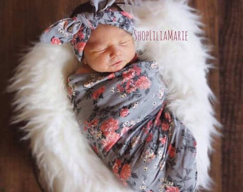 Browse unique items from ShopLiliaMarie on Etsy, a global marketplace of handmade, vintage and creative goods. Newborn Swaddle Set, Floral Swaddle, Babies Fashion, Baby Blanket Personalized, Baby Checklist, Outfits Girl, Baby Sleep Problems, Newborn Swaddle