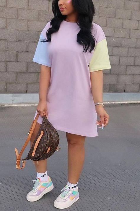 a424ed4bd3a7d6aea720b86d4a360f75desc34844021ri Boujee Outfits, Cute Swag Outfits, Dope Outfits, Teenage Fashion Outfits, Girly Outfits, Mode Inspiration, Tee Dress, Outfits Casuales, Outfits For Teens