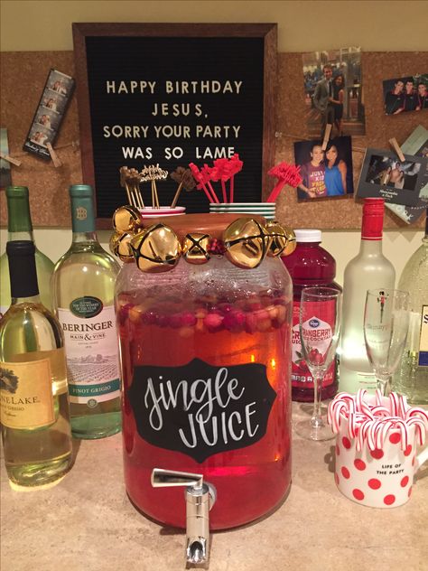 Jingle Juice for a Holiday party! #jinglejuice #Christmasparty Jingle And Mingle Party Ideas, Jingle Juice, Ball Ideas, Christmas Party Themes, Christmas Foods, Happy Birthday Jesus, Mixed Drinks Recipes, Drinks Recipes, Party Fun