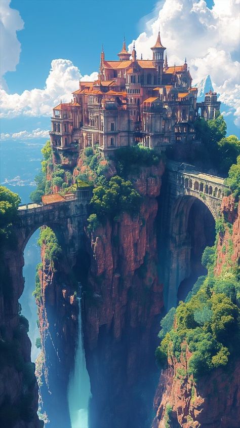 Fantasy Architecture Concept Art, Fantasy City Art, Fantasy Landscape Art, Fantasy Buildings, Fantasy Cities, Concept Art World, Fantasy Worlds, 100k Followers, Castle Art