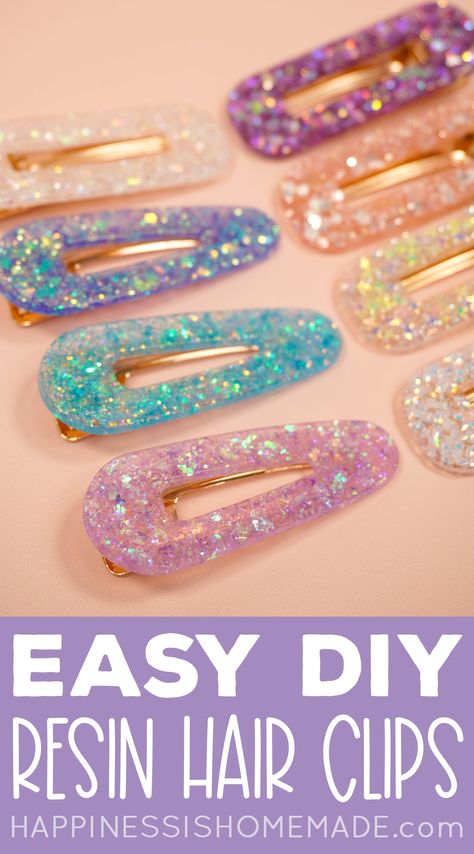 Epoxy Resin Hair Clips, Resin Barrettes Diy, How To Make Resin Hair Clips, Epoxy Hair Clip, Kids Resin Crafts, How To Make Hair Clips, Cool Resin Ideas, Diy Resin Crafts Ideas, How To Make Hair Clips Diy