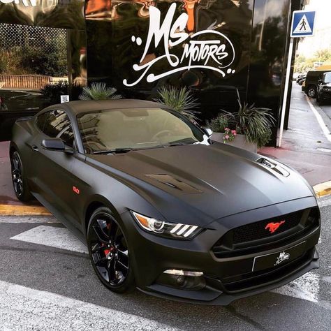 Matte Ford Mustang GT 5.0  Tag a friend who would love this! Customized by @msmotors & @pieromsmotors - #msmotors #fordmustang #mustang… Mustang Matte Black, Matte Black Mustang, Black Mustang Gt, Black Mustang, Shelby Mustang, Best Muscle Cars, Custom Muscle Cars, T-shirt Refashion, Car Mods