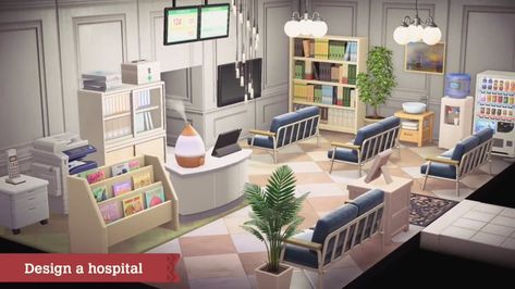 Happy Home Paradise, Hospital Waiting Room, Happy Home Designer, Animal Crossing Wild World, Animal Crossing Characters, Animal Crossing Villagers, Hospital Design, New Animal Crossing, Animal Crossing Game