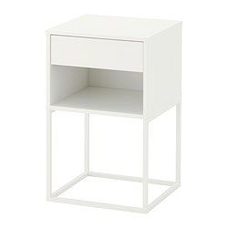 IKEA VIKHAMMER bedside table Ikea Bedside, Bedside Table Ikea, Ikea Side Table, Прикроватные Тумбочки, High Beds, White Bedside Table, Painted Drawers, White Nightstand, Ikea Family