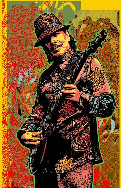 Santana Album Covers, Carlos Santana Poster, Carlos Santana Art, Carlos Santana Wallpaper, Santana Poster, Funky Music Poster, Santana Concert, Tupac Art, Office Painting