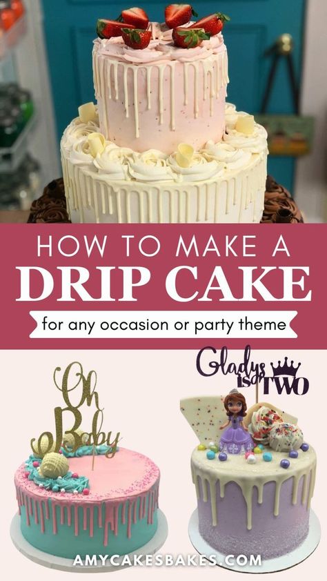 Whether you’re celebrating a special occasion or just want to up your cake game, chocolate drip cakes are always trendy and impressive. I love this surprisingly easy cake design because it makes it simple to customize for birthdays, special occasions, and any party theme! Learn how to make a drip cake or drizzle cake on our blog now! How To Make Cake Drip, Silver Drip Cake, Simple Drip Cake, Ganache For Cake, Drip Cake Tutorial, Iron Man Cake, Dripping Cake, Drip Cake Ideas, Ironman Cake