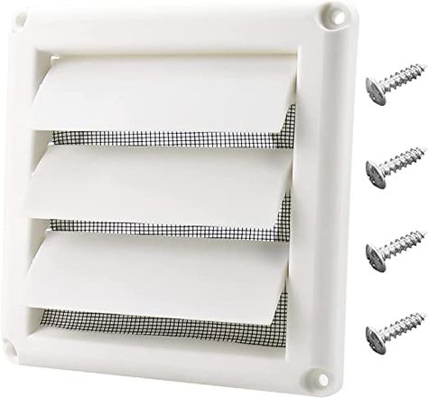 Amazon.com: Funmit 4" Dryer Vent Cover for Exterior Wall Vent Hood Outlet Airflow Vent Dryer Air Vent with Screen Includes 4 Screw for Easy Installation (White) : Appliances Dryer Exhaust Vent, Dryer Vent Cover, Dryer Exhaust, Dryer Vent Hose, Bath Fan, Dryer Repair, Wall Vents, Exhaust Vent, Air Vent Covers