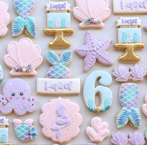 Summer Sugar Cookies, Mermaid Cookies, First Birthday Cookies, 1st Birthday Girl Decorations, Crazy Cookies, 5th Birthday Party Ideas, Unicorn Cookies, Third Birthday Party, Birthday Party Theme Decorations