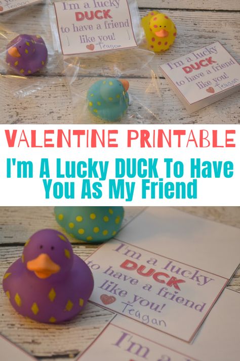 You Quack Me Up Free Printable, Lucky Duck Valentine Free Printable, Duck Valentine Printable Free, Rubber Duck Valentines For Kids, Lucky Duck Valentine, Valentines For Preschool, Rubber Duck Valentine, Duck Valentine, Candy Free Valentines