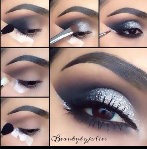 Coachella Make-up, Smokey Eyes Tutorial, Silver Smokey Eye, Coachella Makeup, Closet Model, Glitter Smokey Eye, Eye Makeup Cut Crease, Hair Selfie, Smokey Eye Easy