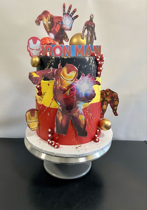 Iron man birthday cake Ironman Cake Design, Iron Man Cake Ideas, Iron Man Cake Design, Ironman Birthday, Halo Cake, Dc Cake, Iron Man Cake, African Cake, Cake Bday