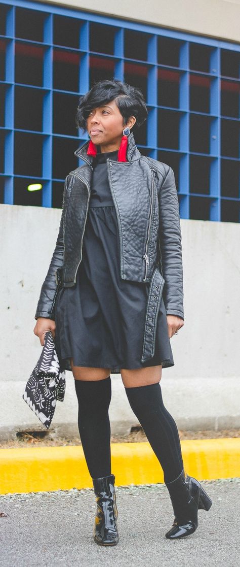 Sweenee Style, Indy Blogger, Winter Outfit Idea, Black girls who blog, Black dress, shirt dress, Otk Socks, Knee socks, Fall 2017, fall outfit ideas, OUTFIT, OUTFIT IDEAS, OUTFIT POST, Winter 2018 Winter Outfit Idea, short hairstyle, ch0ked earrings, all black outfit Mock Shirt Outfit, Mother Son Dance Outfits School, Winter Shirt Dress, Red Skirt Outfits, Sweenee Style, Short Shirt Dress, Ideas Outfit, Fashion Weeks, All Black Outfit