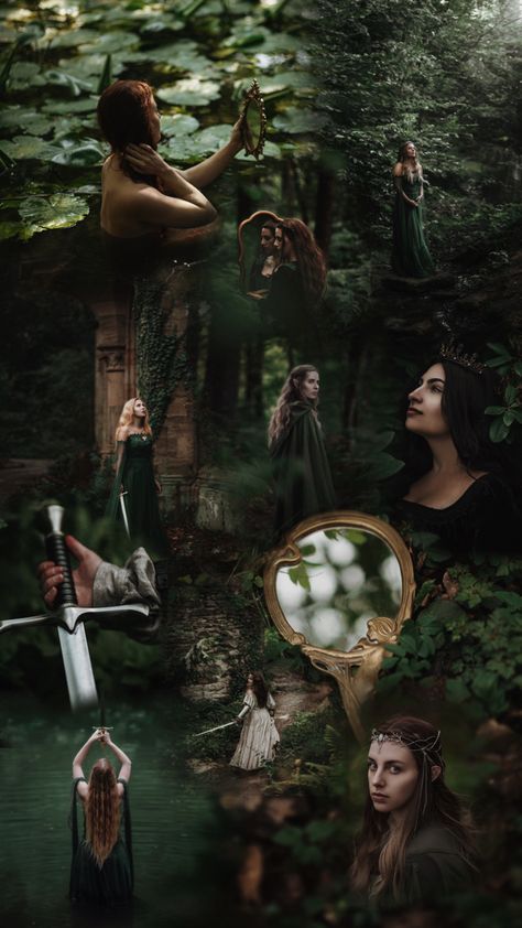 #fantasycore #fantasy #forestcore #fairycore #knightcore #swords #mirror #elves #fairies #fae #green #fairytale Elven Photoshoot, Fantasy Mirror, High Fae, Editorial Aesthetic, Forest Fae, Fae Aesthetic, Book Vibes, Fairytale Aesthetic, Forest Core