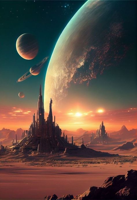 Scifi Landscape, Kota Masa Depan, Sci Fi Landscape, Science Fiction Artwork, Nebulas, Sci Fi City, Scifi Fantasy Art, Space Artwork, Space Fantasy