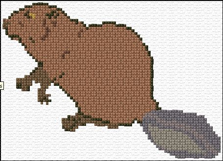 Beaver, free pattern from cross-stitch-pattern.net Beaver Cross Stitch, Cross Stitch Silhouette, Butterfly Cross Stitch, Work Pattern, Book Fair, Online Pattern, Beaded Animals, Knitting Charts, Alpha Patterns