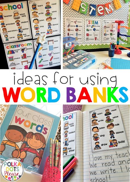 Ideas for Using Word Banks Word Bank Ideas Classroom, Word Banks For Writing, Word Bank Ideas, Grammar Work, September Activities, Rhyming Poems, Writing Centers, New Vocabulary Words, 1st Grade Writing