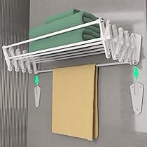 Pallet Deck Diy, Clothes Dryer Rack, Wall Mounted Clothes Drying Rack, Wall Mounted Drying Rack, Dryer Rack, Bathroom White, Laundry Bathroom, Drying Racks, Drying Rack Laundry