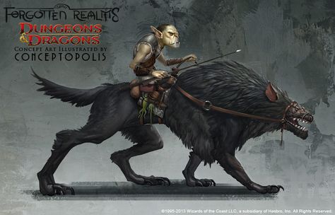 Dnd 5e Dog Race, Dnd Dog Monster, Dog Monster, Black Dog Mythical Creature, Dog Monster Concept, Riding Dog Fantasy Art, Goblin Art, Beast Creature, Forgotten Realms