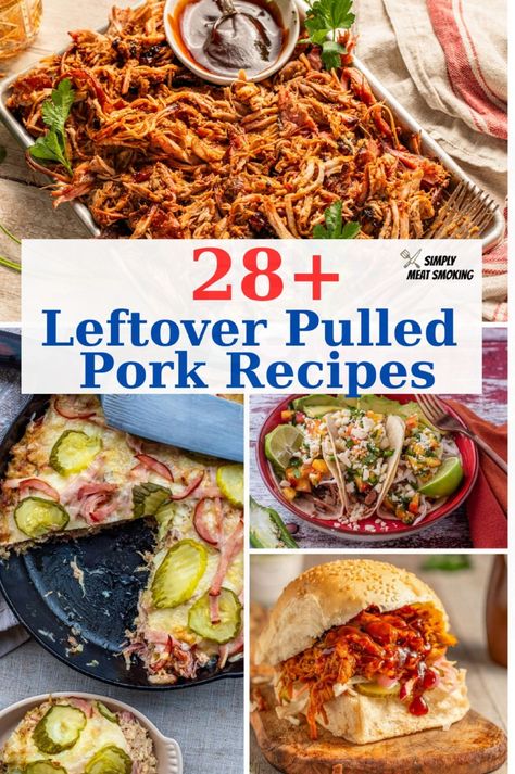 Try these delicious ideas for meals with leftover pulled pork. Make a pulled pork casserole or use your smoked pork in a BBQ pulled pork rice bowl. These recipes are perfect for using up leftover pork shoulder. Enjoy healthy and easy dinners with these simple recipes. Tap to try the recipe and enjoy leftover pulled pork. Leftover Pork Shoulder, Leftover Pulled Pork Casserole, Pulled Pork Rice Bowl, Pork Shoulder Burnt Ends, Pulled Pork Flatbread, Pulled Pork Stew, Recipe Using Pulled Pork, Pulled Pork Pizza Recipe, Pulled Bbq Pork