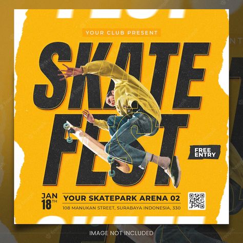 Premium PSD | Skateboard flyer template for social media Metal Logo Sign, Skateboard Ideas, Template For Social Media, Outdoor Logos, Social Media Art, Flyer Design Inspiration, Social Media Poster, Logo Mockup, Poster Mockup