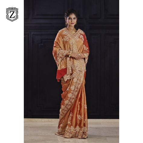 Elegance in every weave: Zardozi Brands’ Burnt Orange Tissue Designer Saree🧡 - Whatsapp us at : +91 8010814649 Visit : www.zardozipune.com - Model - @tejupatil57 MUA - @beauty_bucks_24 Sarees by - @zardozi_pune Styling - @vaibhav_seda @swamini_damle Photography team - @pacmays.clicks - #Zardozi #DesignerSaree #IndianFashion #EthnicWear #SareeLove #Fashionista #TraditionalAttire #Handcrafted #Trendsetter #SareeStyle #OrangeSaree #LuxuryFashion #StatementPiece #FestiveWear #fashiongoals Orange Saree, Traditional Attire, Designer Saree, Saree Styles, Pune, Festival Wear, Burnt Orange, Saree Designs, Trend Setter