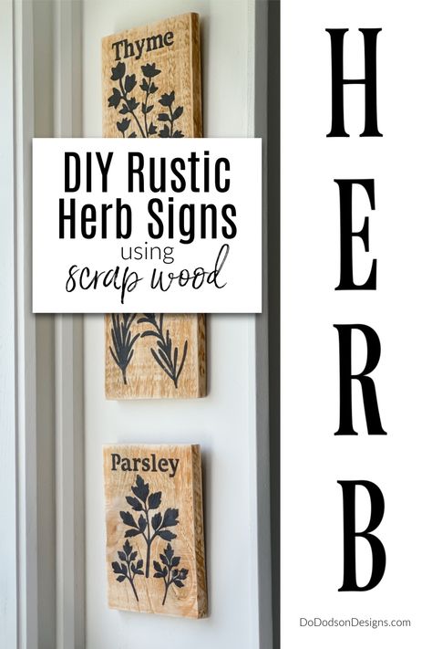 Herb Signs, Diy Rustic Kitchen, Herb Diy, Rustic Farmhouse Kitchen Decor, Stencil Decor, Charming Farmhouse, Rustic Farmhouse Kitchen, Wood Crafts Diy, Diy Farmhouse Decor