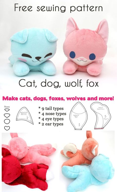 Kawaii Sewing Patterns Free Kawaii Sewing Patterns To Make Your Own Stuffed Animals Dog - figswoodfiredbistro.com Kawaii Patterns, Kawaii Sewing, Dog Sewing, Fat Quarter Projects, Animal Templates, Animals Dog, Sew Ins, Stuffed Animal Cat, Free Furniture