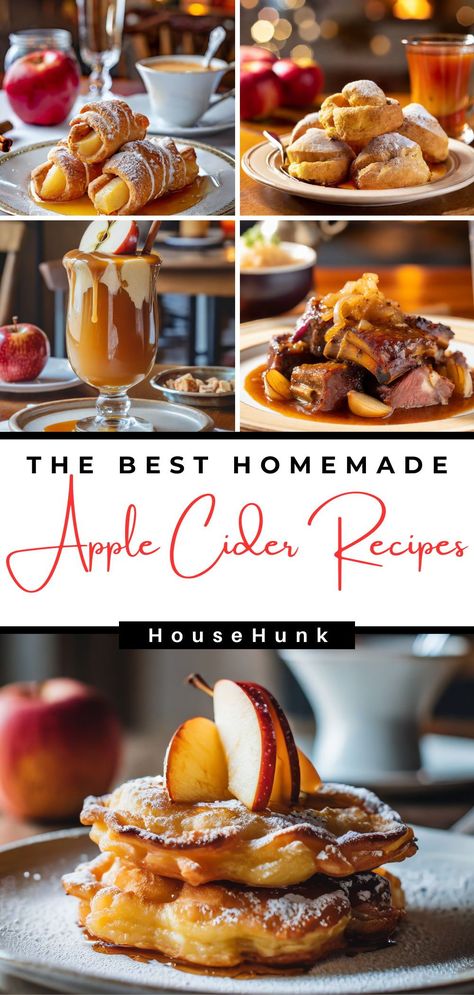 Experience the magic of fall with these irresistible apple cider recipes! From sparkling drinks to savory dishes, savor the essence of autumn flavors in every bite. Recipes Using Boiled Apple Cider, Apple Cider In Recipes, Fall Flavor Combinations, Apple Cider Pressing Party, Apple Orchard Recipes, Cooking With Apple Cider, Things To Make With Apple Cider, Recipes That Use Apple Cider, What To Make With Apple Cider