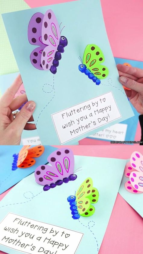 Butterfly Craft For Kids, Free Craft Templates, Easy Mother's Day Crafts, Diy Mother's Day Crafts, Mother's Day Projects, Mother's Day Craft, Butterfly Craft, Folding Origami, Mothers Day Crafts For Kids