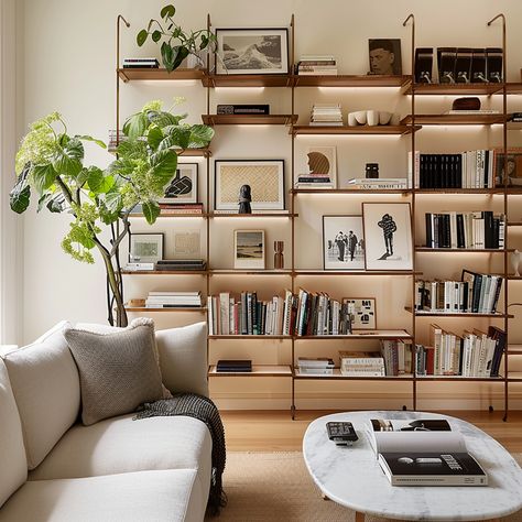 Library Rooms, Home Library Rooms, Japandi Home, Bookcase Design, Shelving Design, Wall Bookshelves, Wall Decor Design, Home Library, Small Apartments