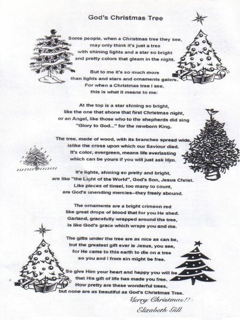 Christmas poem--"God's Christmas Tree" Christmas Tree Bible Lesson, Meaning Of Christmas Tree Christian, Christmas Poems About Jesus, Christmas Tree Sunday School Lesson, Christmas Tree Symbolism, Christmas Stories Inspirational, Meaning Of Christmas Tree, Christmas Poems For Church, Poems About Christmas