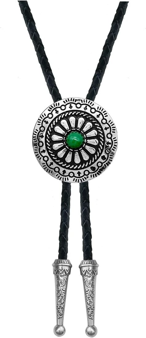 Amazon.com: YOQUCOL Dark Green Stone Western Cowboy Bolo Tie Indian Native Art Genunie Leather Bola Tie Necktie For Men Women : Clothing, Shoes & Jewelry Bola Tie, American Western, Tie For Men, Country Shirts, Bolo Tie, Native Art, Amazon Com, Green Stone, Western Cowboy