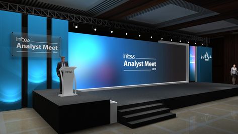 MOM for Infosys Analytics Investors Meet - 2019 on Behance Stage Conference Design, Event Entrance Design, Event Wall, Conference Stage, Stage Backdrop Design, Desain Ux, House Front Wall Design, Church Building Design, Event Entrance