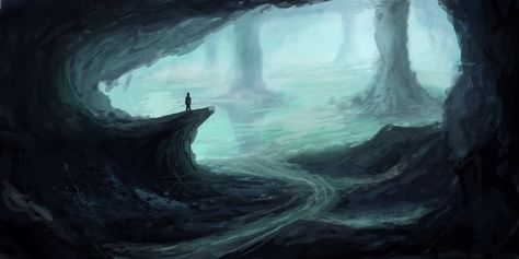 Underground Lake, Environment Study, Architecture University, Rpg Maps, Landscape Concept, Scenic Art, Fantasy Story, Fantasy Setting, City Landscape