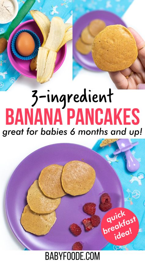 Banana Pancakes For Baby, Baby First Finger Foods, Baby Led Weaning Breakfast, Baby 6 Months, Easy Banana Pancakes, 6 Month Baby Food, Baby Led Weaning First Foods, Baby Breakfast, Baby Pancakes